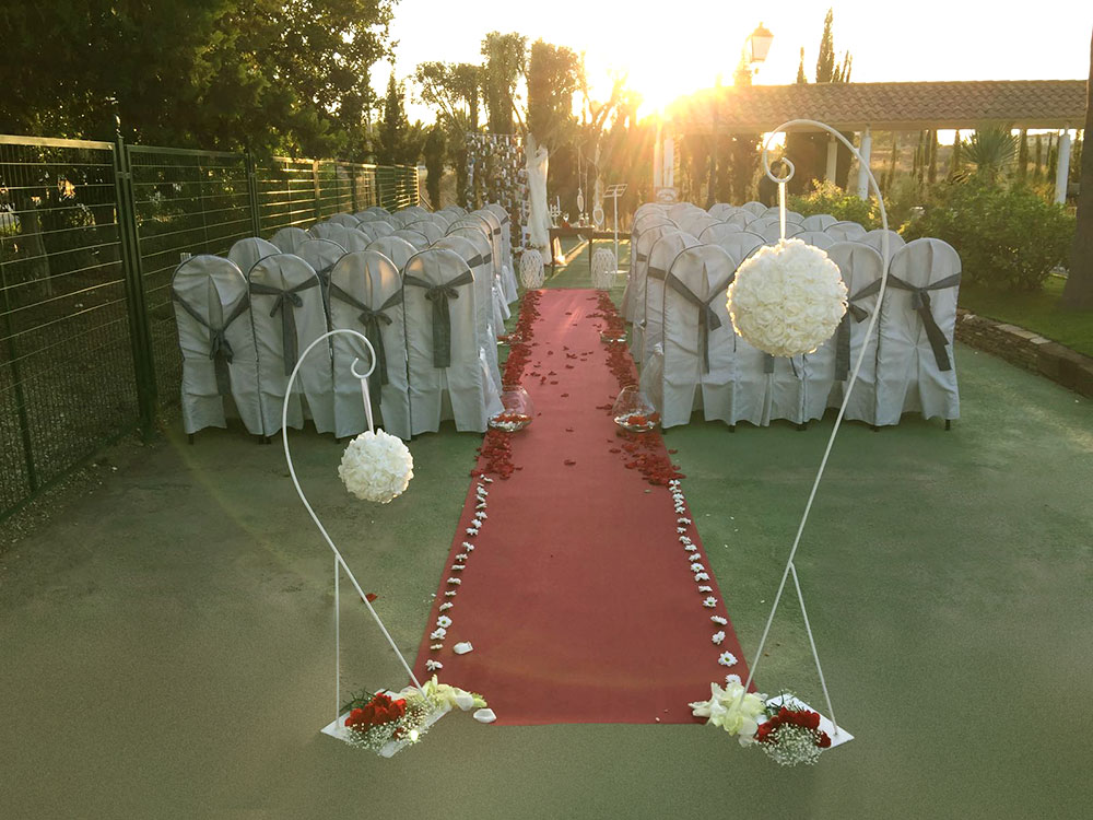 camino de flores para el eventos de boda, hacienda romero