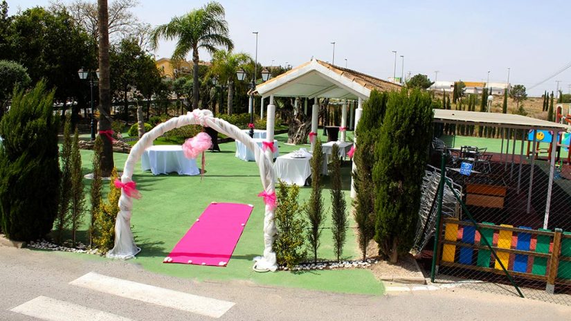 comunión en hacienda Romero, entrada al jardín