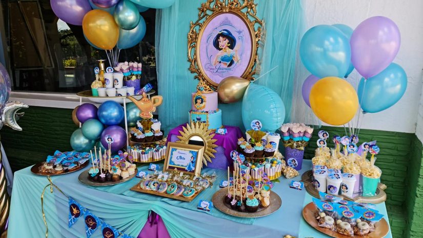 comunión en hacienda Romero, mesas de golosinas de Aladino