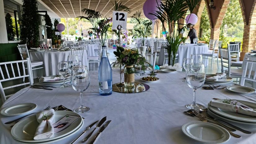 comunión en hacienda Romero, presentación de la mesa al aire libre